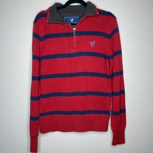 American Eagle Mens Red Quarter Zip- M